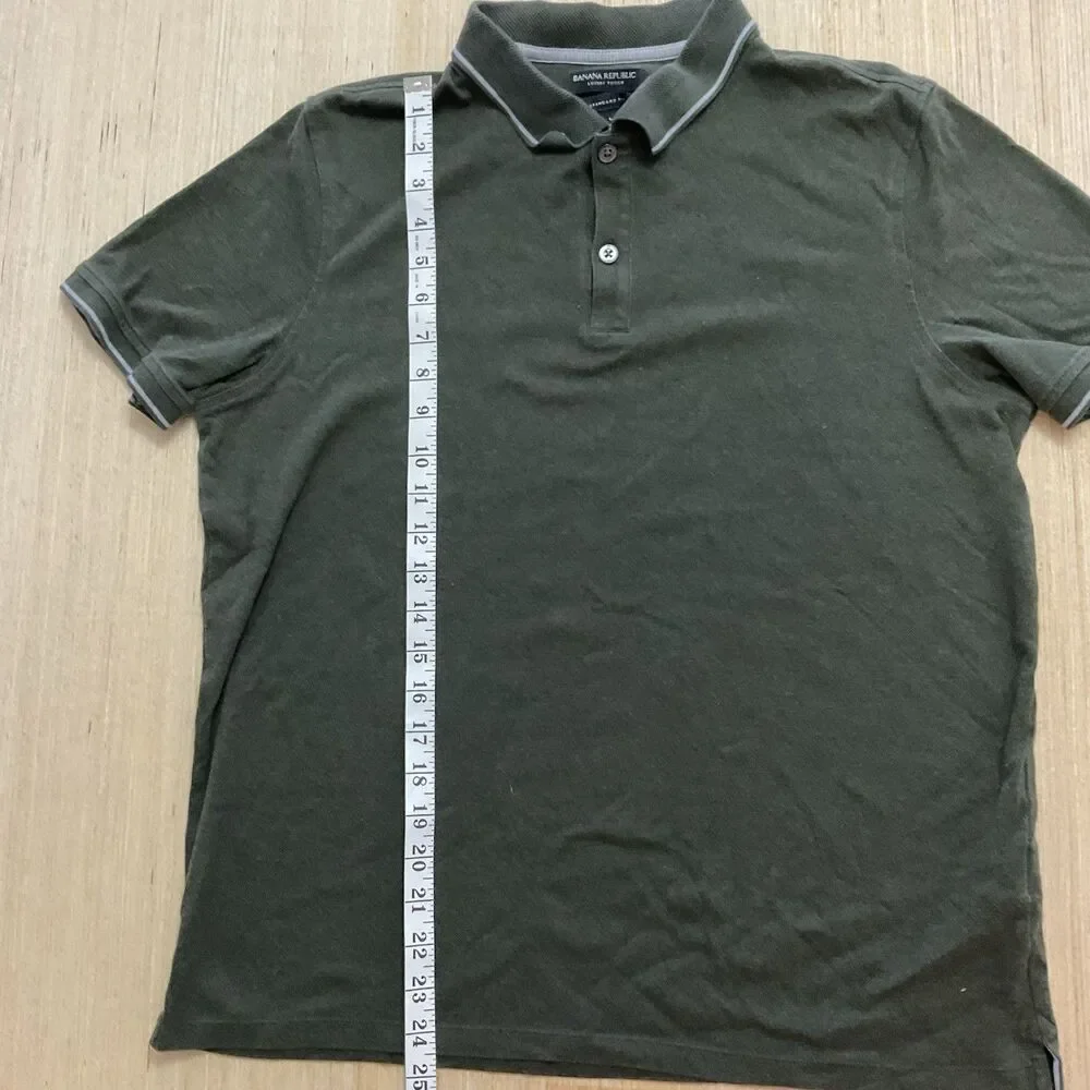 Banana Republic Luxe Touch Polo Shirt Short Sleeve Casual Top Olive Green Large